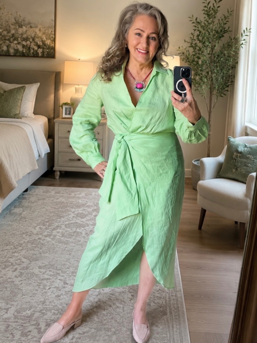 Elegante Linen Wrap Dress